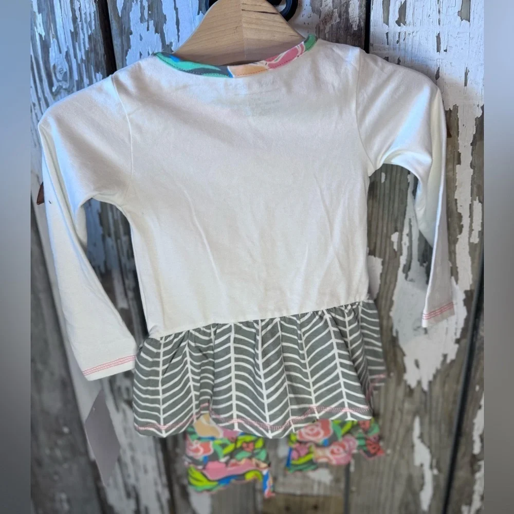 Ann Loren 2PC Set Floral & Herringbone Size 2/3T NWT